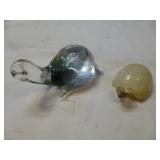 2pc - Solid Crystal & Carved Stone Turtles
