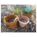 4pc Planter Pots - Clay Ceramic Large Planters