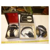 3 Pair Mid Century Hi-Fi Head Phone Sets