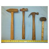 4pc Hammers - Maul, Ball Peen, Mallet, Framing