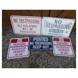 5pc Metal & Plastic No Trespassing Signs