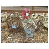 Wrought Iron Bird Cage, Cast Iron Cross, Wash Tub