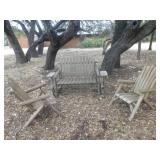 3pc Set Timber Patio Glider & Adirondack Chairs