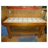 Pine Wood Tile Top Work Table / Planting Table