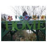 HOME Cut Metal Garden Sign w/ Metal Flowers Hang