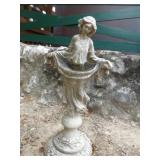 Vintage Concrete Girl Garden Statue