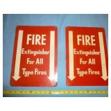 2pc Vintage Metal Fire Extinguisher Signs