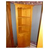 Wood 3 Shelf Double Door Corner Cabinet