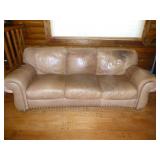 Rolled Arm Faux Leather Sofa