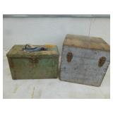 2pc Vintage Storage Crate Boxes - Steel & Wood