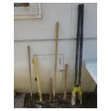 6pc Hand Tools - Axe, Sledge, Posthole Digger, Etc