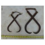 2pc Antique Steel Ice / Log Tongs