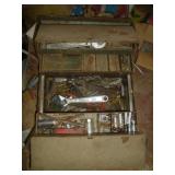 Vintage Steel Hip Top Tool Box with Tools
