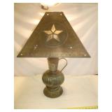Vintage Metal Pitcher Lamp & Punch Metal Shade