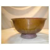 Antique Large Heavy Copper Pedestal Bowl - 'CG'