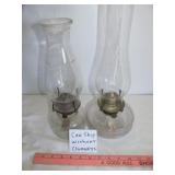 2pc Vintage Glass Oil Lamps