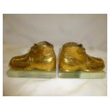 Pair of Vintage Bronze Shoes & Onyx Bookends