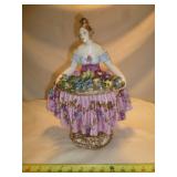 1953 Artist Signed Italian Porcelain Flower Girl
