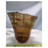 Murano Style 'Handkerchief' Ruffle Art Glass Vase