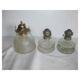 3pc Glass Oil Lamps - Hurricane Lamps
