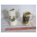 2pc Vintage Ceramic Beer Steins R&N / Crown Devon
