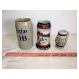 3pc Ceramic Beer Steins - Budweiser Holiday / HB
