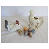 Onyx Stone Eggs & Vintage Ceramic Chickens