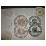 Etched Glass & Porcelain Plates - Partial Sets