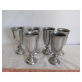 6pc Set Vintage Pewter Chalice Goblets
