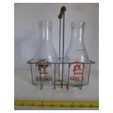 Vintage Hickory Hill Dairy Milk Bottles & Carrier