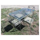 Wrought Metal & Glass Patio Table Dinette Set