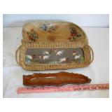 3pc Vintage Wood Artist Signed Bowl, Batea Bowl ++