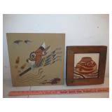 2pc Art Tiles - Jennifer Roche Artist Signed +