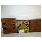 3pc Vintage Wood Game Boards - Chinese Checkers