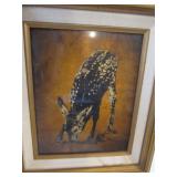 Jack White Mid Century Framed Gold Leaf Fawn Art