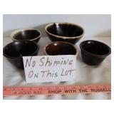 5pc Vintage Stone Ware Drip Glaze Bowls