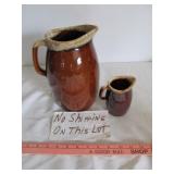Vintage Stone Ware Drip Glaze Pitcher & Creamer