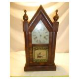 Jerome & Co. Sharp Gothic Wood Case Pendulum Clock