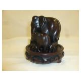 Vintage Thai Ironwood Carved Asian Elephant Family