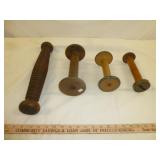 Antique Wooden Thread Spools & Sindle