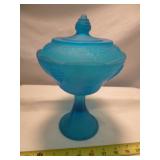 Indiana Glass Satin Blue Candy Dish Compote