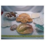 Mid Century Ceramic Shell & Fish Serving Ware