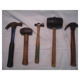 5pc Hammers - Maul, Mallet, Ball Peen, Carpenter