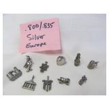 10pc European Silver Charms - .800 / .835