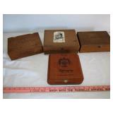 4pc Vintage Wood Cigar Boxes