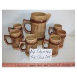 Mid Century 7pc Pottery Tavern Pitcher Set