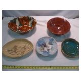 6pc Wheel Thrown & Studio Art Pottery Bowls