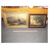 2pc Vintage Original Framed Landscape Paintings