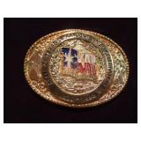 Texas Sesquicentennial Gold Plate Belt Buckle
