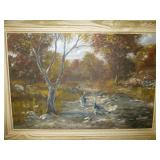 Warren Martin Vintage Framed Oil Wildlife Art